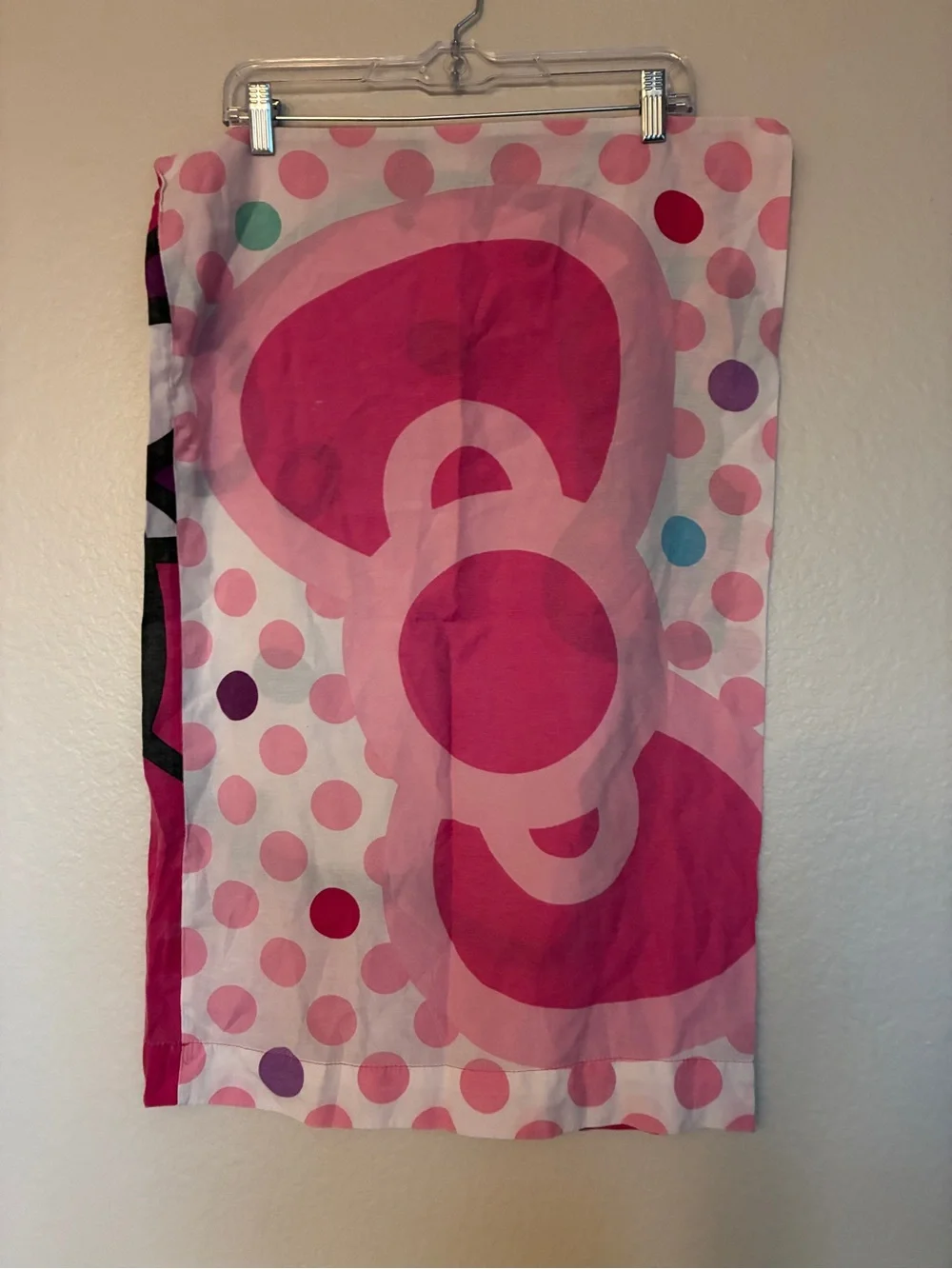 RARE Vintage Y2K Hello Kitty Sanrio Pillow Case Pink Polka Dot Stripes Cotton